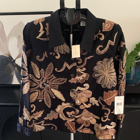 Laura Ashley Jackets & Blazers - Beautifully Embroidered Black Denim Jacket